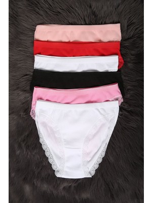 12'li Paket Tutku 0517 Paçası Dantelli Kaşkorse Bayan Bikini Külot