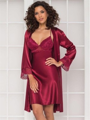 Pierre Cardin 4285 2'li Çeyizlik Saten Sabahlık & Gecelik Takım