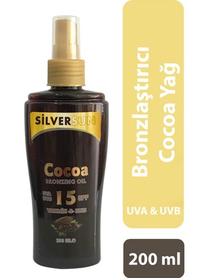 Silversun Cocoa Bronzlaştırıcı Yağ Vitamin E Plus Spf 15 200 ml
