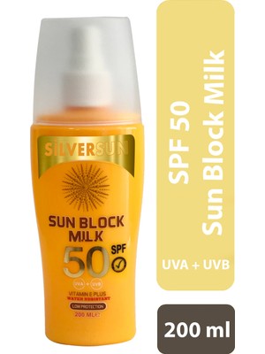 Silversun Sun Block Milk Spf 50 Uva+Uvb Vitamin E Plus 200 ml
