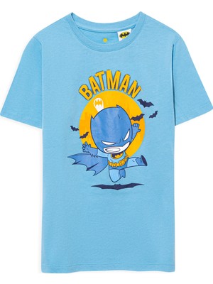 Mavi Çocuk Batman Baskılı Mavi Tişört 6631033949