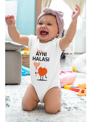 Limon Tipe Tip Aynı Halası Desenli Kısa Kol Unisex Body