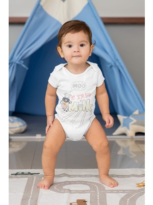 Limon Her Şeyin Başı Milk Desenli Kısa Kol Unisex Body