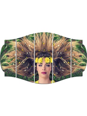 Renkselart Kadın Saç Modeli Kuaför Mdf TABLO-1020 (Model C)