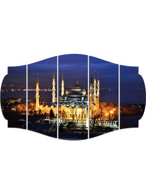 Renkselart Cami Gece Şehir Manzarası Mdf TABLO-1506 (Model C)