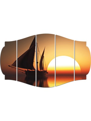 Renkselart Gemi Yelkenli Gün Batımı Deniz Mdf TABLO-1340 (Model C)