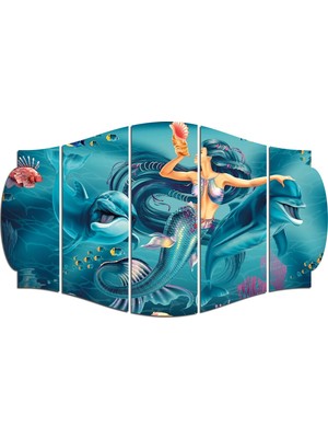 Renkselart Yunus Balığı Deniz Kızı Mdf TABLO-1853 (Model C)