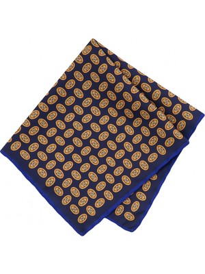 ALTINYILDIZ CLASSICS Erkek Lacivert-Sarı Desenli Cep Mendili