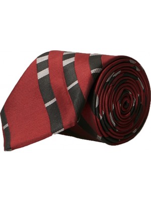 ALTINYILDIZ CLASSICS Erkek Gri-Bordo Desenli Klasik Nano Kravat