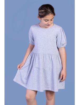 Toontoy Kids Toontoy Kız Çocuk Büzgülü Balon Kol Elbise