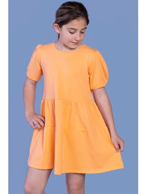 Toontoy Kids Toontoy Kız Çocuk Büzgülü Balon Kol Elbise