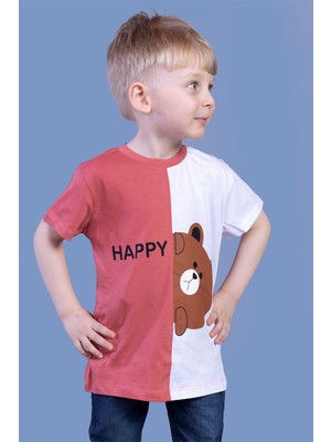 Toontoy Kids Toontoy Erkek Çocuk Iki Renkli Ayıcık Baskılı Tişört