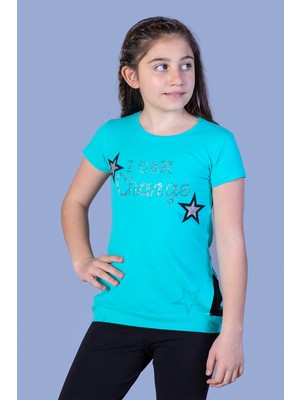 Toontoy Kids Toontoy Kız Çocuk Yıldız Baskılı Taş Işlemeli Tişört