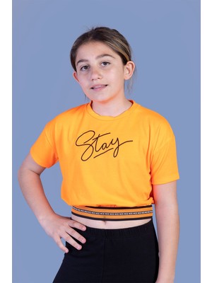 Toontoy Kids Toontoy Kız Çocuk Şerit Detaylı Baskılı Tişört