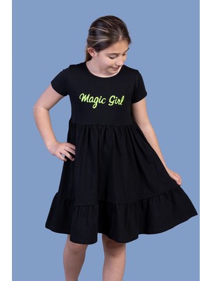 Toontoy Kids Toontoy Kız Çocuk Büzgü Detaylı Baskılı Elbise