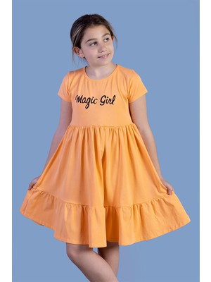 Toontoy Kids Toontoy Kız Çocuk Büzgü Detaylı Baskılı Elbise