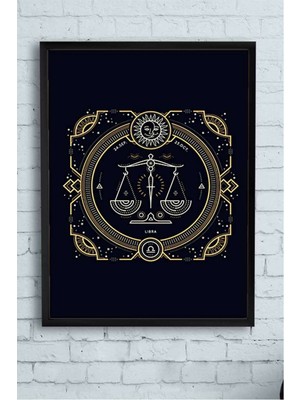 Postermanya Terazi Burcu Tasarım Çerçeveli Tablo 2