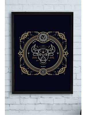 Postermanya Boğa Burcu Tasarım Çerçeveli Tablo 2