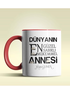 Hediye Zengini Kişiye Özel Dünyanın En Güzel Annesi Temalı Kırmızı Kupa Bardak