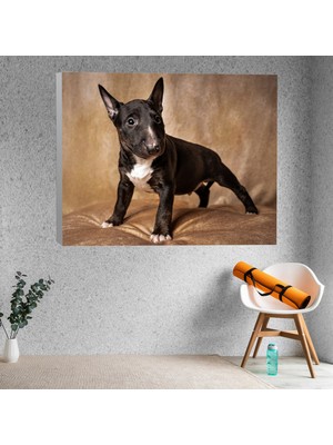 Deko Gonya Siyah Terrier Köpek Yavrusu Dekoratif Kanvas Tablo