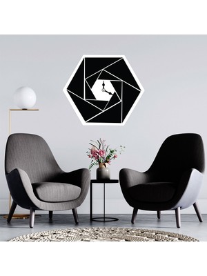 Deko Gonya Altıgen Tasarım  Ahşap Duvar Saati