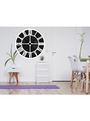 Deko Gonya Mermer Desenli Dekoratif   Ahşap Duvar Saati