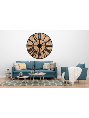 Deko Gonya Mermer Desenli  Ahşap Duvar Saati