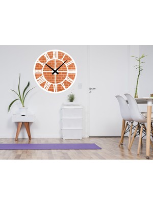 Deko Gonya Tuğla Desenli  Ahşap Duvar Saati