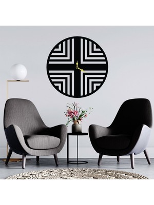 Deko Gonya Çizgi  Kesimli Ahşap Duvar Saati