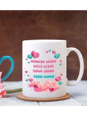 Hediye Zengini Kişiye Özel Anneler Günün Kutlu Olsun 14 Temalı Beyaz Kupa Bardak