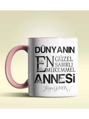 Hediye Zengini Kişiye Özel Dünyanın En Güzel Annesi Temalı Pembe Kupa Bardak