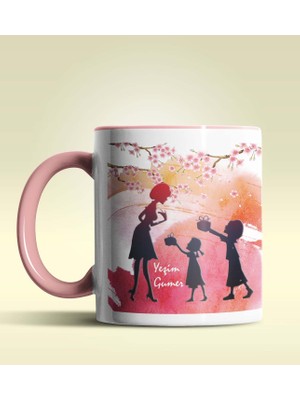 Hediye Zengini Kişiye Özel Anneler Günün Kutlu Olsun6 Temalı Pembe Kupa Bardak