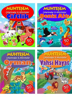 Parıltı Yayınları Muhteşem Çıkartmalar ve Aktiviteler Serisi 4 Kitap - 3+ Yaş - Okul Öncesi - 4 Kitap - Set - Çıkartma - Etkinlik - Bulmaca