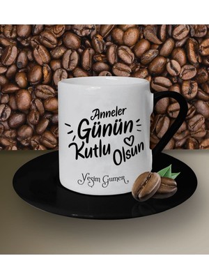 Hediye Zengini Kişiye Özel Anneler Günü Kutlu Olsun 3 Tema Siyah Kahve Fincanı