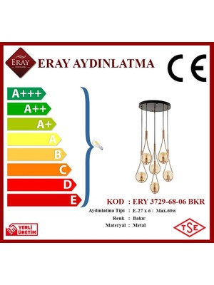 Eray Aydınlatma Ery 3729-68-06 Bakır Renk Modern Avize