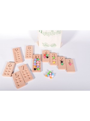 Ahşap Ürün Ahşap Ponponlu Sayı Tabloları (Montessori - %100 Doğal) - Eğitici Oyuncak
