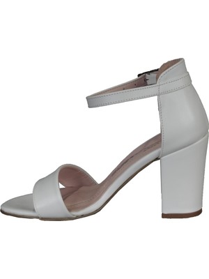 Yaz Kış Ayakkabı Yazkış Beyaz Cilt 8cm Kalın Topuklu Düğün Nişan Mezuniyet Gelinlik Topuklu Ayakkabı