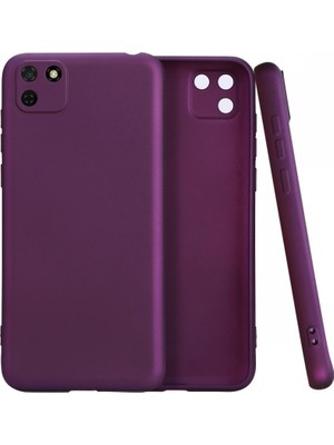 Nevarium Huawei Y5P Kılıf Yumuşak Dokulu Silikon Mürdüm