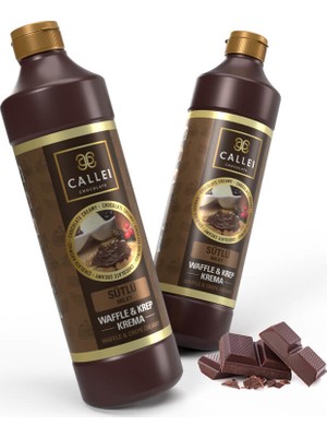 Callei Chocolate Callei Waffle & Krep Sütlü Çikolata Krema 2'li Şişe Lezzetli Sunumlar İçin