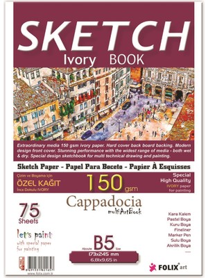 Folix B5 Sketchbook Cappadocia Tutkallı Ivory Eskiz Defteri 17.3 x 24.5 cm