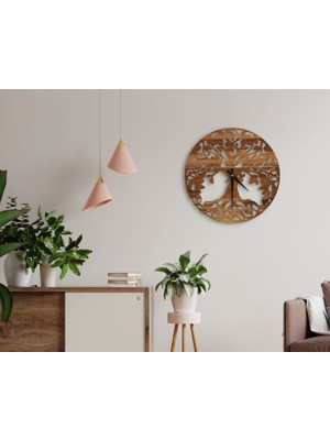Bk Gift Dekoratif 45CM Ahşap Duvar Saati-52