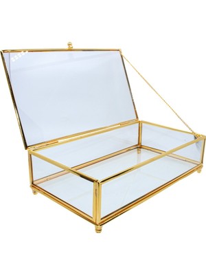 Dantelux Kapaklı Cam Kutu (25X15X7 Cm) 212703-C04 Gold