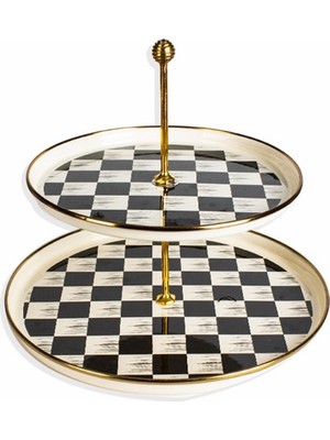 Sembol Emaye Dama Katlı Kurabiyelik 30X27 cm