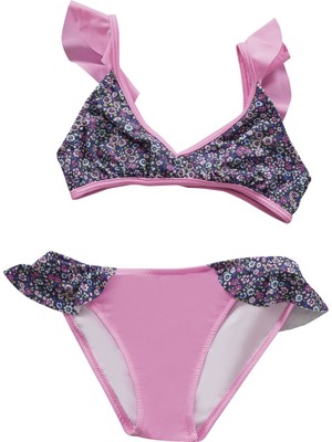 Endeep Kız Çocuk Çiçek Desenli Volanlı Bikini Takımı
