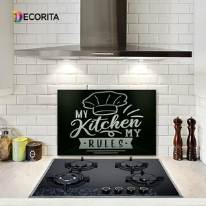My Kitchen My Rules | Cam Ocak Arkası Koruyucu | 40cm x 60cm