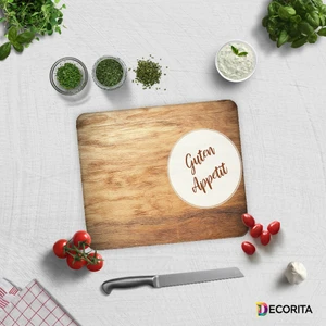 Guten Appetit | Ahşap Görünümlü | Cam Kesme Tahtası - Cam Kesme Tablası | 29cm x 34cm