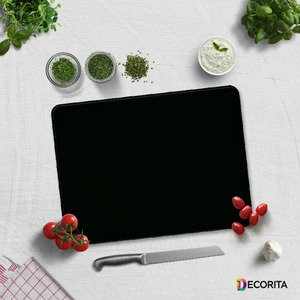 Düz Renk - Siyah | Cam Kesme Tahtası - Cam Kesme Tablası | 30cm x 40cm