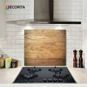 Ahşap Görünümlü | Cam Ocak Arkası Koruyucu | 52cm x 60cm