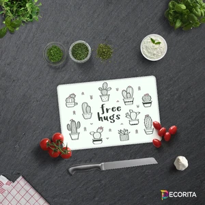 Free Hugs | Cam Kesme Tahtası - Cam Kesme Tablası | 20cm x 30cm