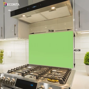 Düz Renk - Neon Yeşil | Cam Ocak Arkası Koruyucu | 49,5cm X 76cm